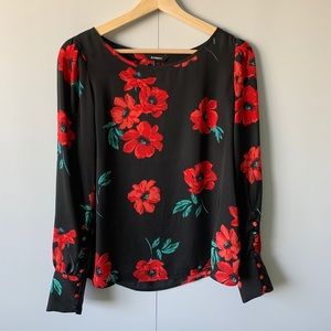 Black and red floral blouse